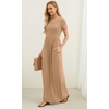 image:imageGRECERELLE Women Summer Casual Maxi Long Dress Short Sleeve Crew Neck with Pockets Size S3XLKhaki