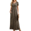 image:imageGRECERELLE Women Summer Casual Maxi Long Dress Short Sleeve Crew Neck with Pockets Size S3XLLd Dark Khaki