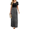 image:imageGRECERELLE Women Summer Casual Maxi Long Dress Short Sleeve Crew Neck with Pockets Size S3XLLeopard Print Black