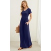 image:imageGRECERELLE Women Summer Casual Maxi Long Dress Short Sleeve Crew Neck with Pockets Size S3XLNavy Blue