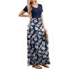 image:imageGRECERELLE Women Summer Casual Maxi Long Dress Short Sleeve Crew Neck with Pockets Size S3XLNavy Blue Floral