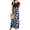 image:imageGRECERELLE Women Summer Casual Maxi Long Dress Short Sleeve Crew Neck with Pockets Size S3XLNavy Blue Floral