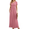 image:imageGRECERELLE Women Summer Casual Maxi Long Dress Short Sleeve Crew Neck with Pockets Size S3XLPink
