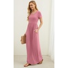 image:imageGRECERELLE Women Summer Casual Maxi Long Dress Short Sleeve Crew Neck with Pockets Size S3XLPink