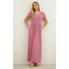 image:imageGRECERELLE Women Summer Casual Maxi Long Dress Short Sleeve Crew Neck with Pockets Size S3XLPink