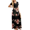 image:imageGRECERELLE Women Summer Casual Maxi Long Dress Short Sleeve Crew Neck with Pockets Size S3XLRed Brown Flowers Black