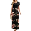 image:imageGRECERELLE Women Summer Casual Maxi Long Dress Short Sleeve Crew Neck with Pockets Size S3XLRed Brown Flowers Black