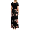 image:imageGRECERELLE Women Summer Casual Maxi Long Dress Short Sleeve Crew Neck with Pockets Size S3XLRed Brown Flowers Black