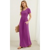 image:imageGRECERELLE Women Summer Casual Maxi Long Dress Short Sleeve Crew Neck with Pockets Size S3XLRose Purple