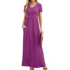 image:imageGRECERELLE Women Summer Casual Maxi Long Dress Short Sleeve Crew Neck with Pockets Size S3XLRose Purple