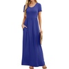 image:imageGRECERELLE Women Summer Casual Maxi Long Dress Short Sleeve Crew Neck with Pockets Size S3XLRoyal Blue