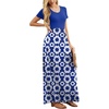 image:imageGRECERELLE Women Summer Casual Maxi Long Dress Short Sleeve Crew Neck with Pockets Size S3XLRoyal Blue Floral