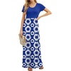 image:imageGRECERELLE Women Summer Casual Maxi Long Dress Short Sleeve Crew Neck with Pockets Size S3XLRoyal Blue Floral