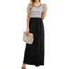 image:imageGRECERELLE Women Summer Casual Maxi Long Dress Short Sleeve Crew Neck with Pockets Size S3XLWhite Striped
