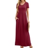 image:imageGRECERELLE Women Summer Casual Maxi Long Dress Short Sleeve Crew Neck with Pockets Size S3XLWine Red