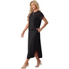 image:imageGRECERELLE Women Summer Casual WrinkleFree 2 Piece Sets Round Neck Top amp Elastic Waist Maxi Side Slit Skirt with PocketsBlack