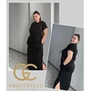 image:imageGRECERELLE Women Summer Casual WrinkleFree 2 Piece Sets Round Neck Top amp Elastic Waist Maxi Side Slit Skirt with PocketsBlack