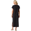 image:imageGRECERELLE Women Summer Casual WrinkleFree 2 Piece Sets Round Neck Top amp Elastic Waist Maxi Side Slit Skirt with PocketsBlack
