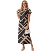 image:imageGRECERELLE Women Summer Casual WrinkleFree 2 Piece Sets Round Neck Top amp Elastic Waist Maxi Side Slit Skirt with PocketsBlack Rectangle