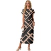 image:imageGRECERELLE Women Summer Casual WrinkleFree 2 Piece Sets Round Neck Top amp Elastic Waist Maxi Side Slit Skirt with PocketsBlack Rectangle