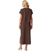 image:imageGRECERELLE Women Summer Casual WrinkleFree 2 Piece Sets Round Neck Top amp Elastic Waist Maxi Side Slit Skirt with PocketsDark Coffee