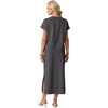 image:imageGRECERELLE Women Summer Casual WrinkleFree 2 Piece Sets Round Neck Top amp Elastic Waist Maxi Side Slit Skirt with PocketsDark Gray