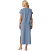 image:imageGRECERELLE Women Summer Casual WrinkleFree 2 Piece Sets Round Neck Top amp Elastic Waist Maxi Side Slit Skirt with PocketsDenim Blue