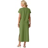 image:imageGRECERELLE Women Summer Casual WrinkleFree 2 Piece Sets Round Neck Top amp Elastic Waist Maxi Side Slit Skirt with PocketsDill Green