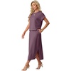 image:imageGRECERELLE Women Summer Casual WrinkleFree 2 Piece Sets Round Neck Top amp Elastic Waist Maxi Side Slit Skirt with PocketsRosewood