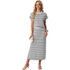 image:imageGRECERELLE Women Summer Casual WrinkleFree 2 Piece Sets Round Neck Top amp Elastic Waist Maxi Side Slit Skirt with PocketsWhite Black Stripe