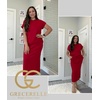 image:imageGRECERELLE Women Summer Casual WrinkleFree 2 Piece Sets Round Neck Top amp Elastic Waist Maxi Side Slit Skirt with PocketsWine Red