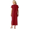 image:imageGRECERELLE Women Summer Casual WrinkleFree 2 Piece Sets Round Neck Top amp Elastic Waist Maxi Side Slit Skirt with PocketsWine Red