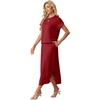 image:imageGRECERELLE Women Summer Casual WrinkleFree 2 Piece Sets Round Neck Top amp Elastic Waist Maxi Side Slit Skirt with PocketsWine Red
