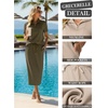 image:imageGRECERELLE Womens 2 Piece Casual Summer Set Half Zip Short Sleeve Top amp Back Slit Maxi Skirt with Pockets For VacationArmy Green