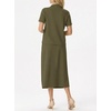 image:imageGRECERELLE Womens 2 Piece Casual Summer Set Half Zip Short Sleeve Top amp Back Slit Maxi Skirt with Pockets For VacationArmy Green