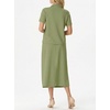 image:imageGRECERELLE Womens 2 Piece Casual Summer Set Half Zip Short Sleeve Top amp Back Slit Maxi Skirt with Pockets For VacationAvocado Green