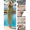 image:imageGRECERELLE Womens 2 Piece Casual Summer Set Half Zip Short Sleeve Top amp Back Slit Maxi Skirt with Pockets For VacationAvocado Green