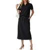 image:imageGRECERELLE Womens 2 Piece Casual Summer Set Half Zip Short Sleeve Top amp Back Slit Maxi Skirt with Pockets For VacationBlack