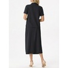 image:imageGRECERELLE Womens 2 Piece Casual Summer Set Half Zip Short Sleeve Top amp Back Slit Maxi Skirt with Pockets For VacationBlack