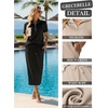image:imageGRECERELLE Womens 2 Piece Casual Summer Set Half Zip Short Sleeve Top amp Back Slit Maxi Skirt with Pockets For VacationBlack