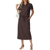 image:imageGRECERELLE Womens 2 Piece Casual Summer Set Half Zip Short Sleeve Top amp Back Slit Maxi Skirt with Pockets For VacationDark Coffee