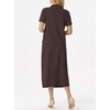 image:imageGRECERELLE Womens 2 Piece Casual Summer Set Half Zip Short Sleeve Top amp Back Slit Maxi Skirt with Pockets For VacationDark Coffee