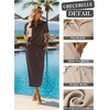 image:imageGRECERELLE Womens 2 Piece Casual Summer Set Half Zip Short Sleeve Top amp Back Slit Maxi Skirt with Pockets For VacationDark Coffee