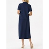 image:imageGRECERELLE Womens 2 Piece Casual Summer Set Half Zip Short Sleeve Top amp Back Slit Maxi Skirt with Pockets For VacationNavy Blue