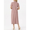 image:imageGRECERELLE Womens 2 Piece Casual Summer Set Half Zip Short Sleeve Top amp Back Slit Maxi Skirt with Pockets For VacationRose Pink