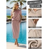 image:imageGRECERELLE Womens 2 Piece Casual Summer Set Half Zip Short Sleeve Top amp Back Slit Maxi Skirt with Pockets For VacationRose Pink