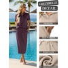 image:imageGRECERELLE Womens 2 Piece Casual Summer Set Half Zip Short Sleeve Top amp Back Slit Maxi Skirt with Pockets For VacationRosewood