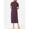 image:imageGRECERELLE Womens 2 Piece Casual Summer Set Half Zip Short Sleeve Top amp Back Slit Maxi Skirt with Pockets For VacationRosewood
