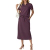 image:imageGRECERELLE Womens 2 Piece Casual Summer Set Half Zip Short Sleeve Top amp Back Slit Maxi Skirt with Pockets For VacationRosewood