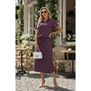image:imageGRECERELLE Womens 2 Piece Casual Summer Set Half Zip Short Sleeve Top amp Back Slit Maxi Skirt with Pockets For VacationRosewood